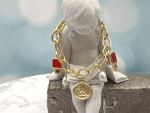 TAGLIAMONTE Designs (SH309B-Red) 925SS/YGP Venetian Intaglio Charm Bracelet *Androcle,Lion*Reg.$350