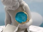 TAGLIAMONTE Designs (PN2612R-Aqua) 925SS/YGP Venetian Cameo Ring *Cupid*Size 6*Reg.$285