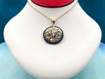 TAGLIAMONTE Designs (2096P) 925SS/YGP Cameo Pendant*Lapis*Medusa*Reg.$180