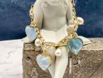 TAGLIAMONTE Designs (2025B) 9225SS/YGP Venetian Charm Cameo Bracelet *Hearts*Reg.$425