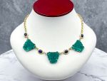 TAGLIAMONTE Designs (SH149N-Teal) 925SS/YGP Venetian Cameo Necklace*Lapis*Medusa*Reg.$625