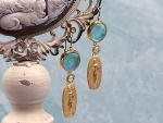 TAGLIAMONTE Designs (2312E) 925SS/YGP Venetian Intaglio Earrings *Busy Bee*Reg.$240