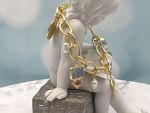 TAGLIAMONTE Designs (SH309B-Blue) 925SS/YGP Venetian Intaglio Charm Bracelet *Androcle,Lion*Reg.$350