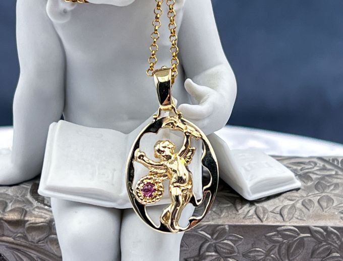 TAGLIAMONTE's Designs (LD3525) 14K Gold Cameo Enhancer Pendant *Cupid*Reg.$1000