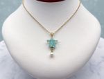 TAGLIAMONTE Designs (SH548-Aqua) 925SS/YGP Venetian Cameo Necklace *Sea Life Collection*Reg.$180