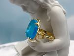 TAGLIAMONTE Designs (PN2612R-Aqua) 925SS/YGP Venetian Cameo Ring *Cupid*Size 6*Reg.$285