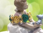 TAGLIAMONTE Designs (BR139-Teal) 925SS/YGP Venetian Cameo Bracelet w/*Malachite, Pearls*Medusa, Aurora*Reg.$650