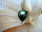 14K Gold + Tahitian Pearl Necklace *Baroque Style Pearls* Tin Cup Style Necklace