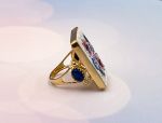 TAGLIAMONTE Designs (2148R) 925SS/YGP Micromosaic Ring*Miosotis*Size 7*Reg.$300