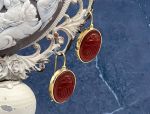 TAGLIAMONTE Designs (SH012) 925SS/YGP Venetian Cameo Earrings *Scarab*Reg.$350