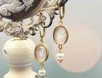 TAGLIAMONTE Designs (PN2708E) 925SS/YGP MOP Cameo Earrings*Reg.$185