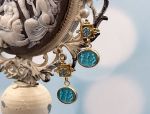 TAGLIAMONTE Designs (2206E) 925SS/YGP Magnesite Cameo Earrings*Reg.$120