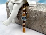 TAGLIAMONTE Designs (LD1088) 14K Gold Bar Pin*Blue Topaz*Diamonds*Reg.$1500