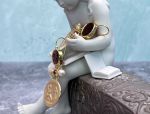 TAGLIAMONTE Designs (1536) 925SS/YGP Venetian Cameo Earrings *Aphrodite,Cupid*Reg.$280