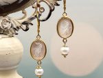 TAGLIAMONTE Designs (PN2708E) 925SS/YGP MOP Cameo Earrings*Reg.$185