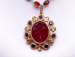 TAGLIAMONTE Designs (LDM7502) 14K Venetian Cameo Necklace*Garnets, Citrines*Cupid*Choice of Gem Chain*Reg.$3500