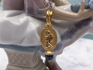TAGLIAMONTE Designs (2334P) 925/YGP Cameo Pendant*Sapphire*Reg.$150