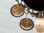 TAGLIAMONTE Designs (2060E) 925SS/YGP Cameo Earrings*Lapis*Medusa*Reg.$250