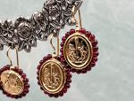 TAGLIAMONTE Designs (2061E,2062E) 925SS/YGP Cameo Earrings*Garnet*Choice*Reg.$230