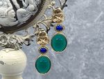 TAGLIAMONTE Designs (SH150E) 925SS/YGP Agate Cameo Earrings *Scarab*Reg.$240