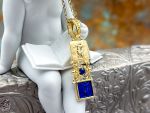 TAGLIAMONTE Designs (2339P) 925/YGP Lapis Lazuli Cameo Pendant*Psyche, Amore*Reg.$180