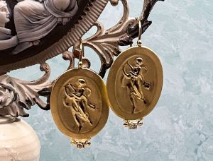TAGLIAMONTE Designs (1660) 18K Cameo Earrings w/ Diamonds*Terpsichore*Reg.$1600