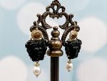 TAGLIAMONTE Designs (Q19054) 925SS/YGP Venetian Cameo Earrings *Medusa*Reg.$280