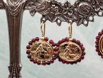 TAGLIAMONTE Designs (2061E,2062E) 925SS/YGP Cameo Earrings*Garnet*Choice*Reg.$230