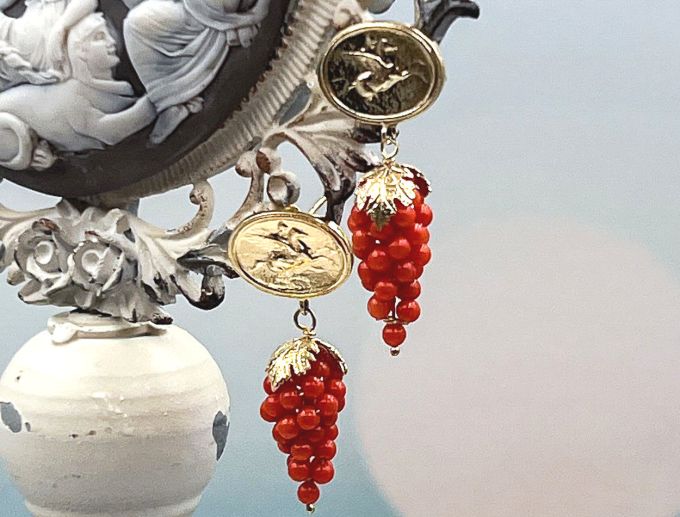 TAGLIAMONTE Designs (PN2718E) 925SS/YGP Coral Earrings*Reg.$190