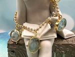 TAGLIAMONTE Designs (1992B) 9225SS/YGP Venetian Charm Cameo Bracelet *Bl Spinel*Reg.$350
