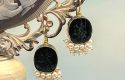 TAGLIAMONTE Designs (2047E) 925SS/YGP Intaglio Earrings*Pearls*Reg.$325