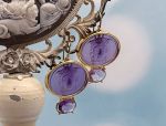 TAGLIAMONTE Designs (PN2830) 925SS/YGP Venetian Cameo Earrings *Medusa,Amethyst*Reg.$280