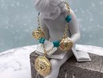 TAGLIAMONTE Designs (SH635B) 925SS/YGP Cameo Bracelet w/ Turquoise*Medusa*Reg.$200