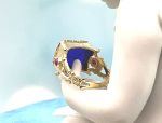 TAGLIAMONTE (1978) 925SS/YGP Venetian Intaglio Ring *Rubies *Female Lion*Reg.$200