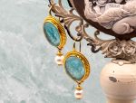 TAGLIAMONTE DESIGNS (2029E) 925SS/ YGP Venetian Cameo Earrings *Pearl*Reg.$220