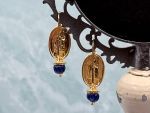 TAGLIAMONTE Designs (2315E) 925/YGP Cameo Earrings*Sapphire*Reg.$200