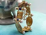 TAGLIAMONTE Designs (1892B) 925SS/YGP Cameo Bracelet *Lapis, Pearls*Cupid*Reg.$550