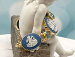 TAGLIAMONTE Designs (2110B) 925SS/YGP Porcelain Cameo Bracelet*Bl.Topaz*3Graces*Reg.$600