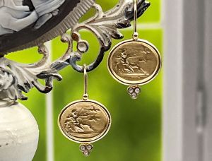 TAGLIAMONTE Designs (2178E) 925SS/YGP Cameo Earrings*Diamonds*Hercules*Reg.$280