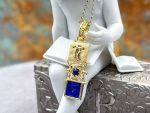 TAGLIAMONTE Designs (2339P) 925/YGP Lapis Lazuli Cameo Pendant*Psyche, Amore*Reg.$180