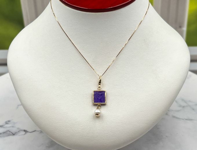 TAGLIAMONTE's Deals & Steals (2188N) 14K Quartz Cameo Necklace*Psyche/Cupid *Reg.$800