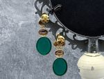 TAGLIAMONTE Designs (SH150E) 925SS/YGP Agate Cameo Earrings *Scarab*Reg.$240