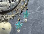 TAGLIAMONTE Designs (SH563-Aqua) 925SS/YGP Venetian Cameo Earrings *Sea Life Collection*Reg.$225