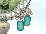 TAGLIAMONTE Designs (1120) 925SS/ 18K Cameo Earrings *Amazonite*Reg.$245