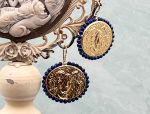 TAGLIAMONTE Designs (2060E) 925SS/YGP Cameo Earrings*Lapis*Medusa*Reg.$250