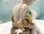 TAGLIAMONTE Designs (1797) 925SS/YGP Venetian Cameo Bracelet w/ *Blue Topaz*CupidCeres*Reg.$550