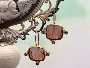 TAGLIAMONTE Designs (OR147-VL) 925SS/YGP Venetian Cameo Earrings *Reg.$220