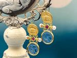 TAGLIAMONTE Designs (2173E) 925SS/YGP Venetian Cameo Earrings*Parthenon,Athena*Reg.$280