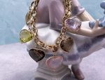 TAGLIAMONTE Designs (1302) 14K Charm Bracelet with Gemstone Hearts