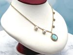 TAGLIAMONTE Designs (2140N) 925SS/YGP Intaglio Charm Necklace*Blue Topaz, Pearls*Busy Bee*Reg.$250